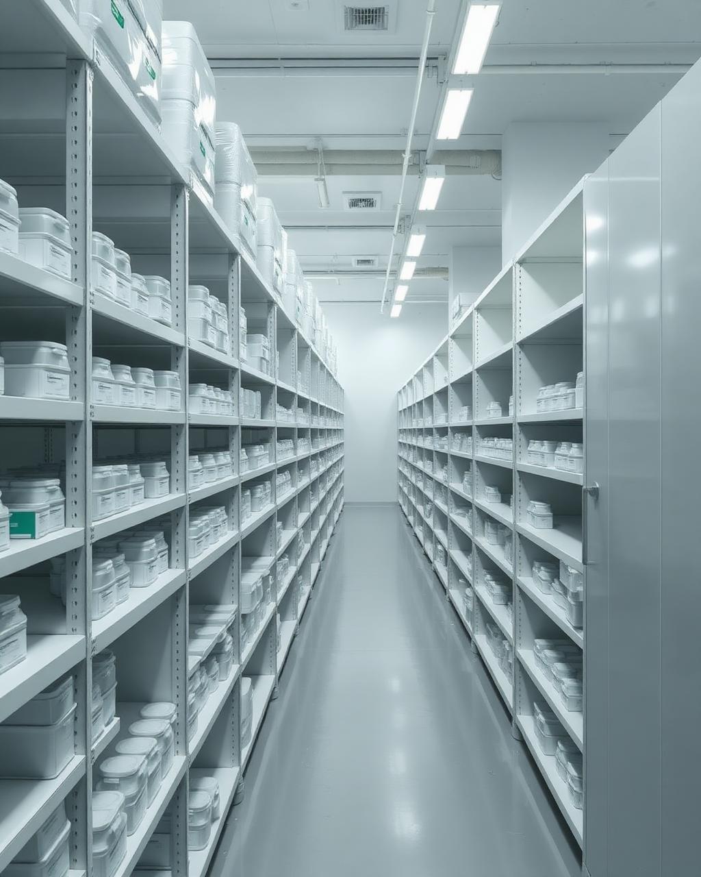 Controlled medical storage environment with organized shelving