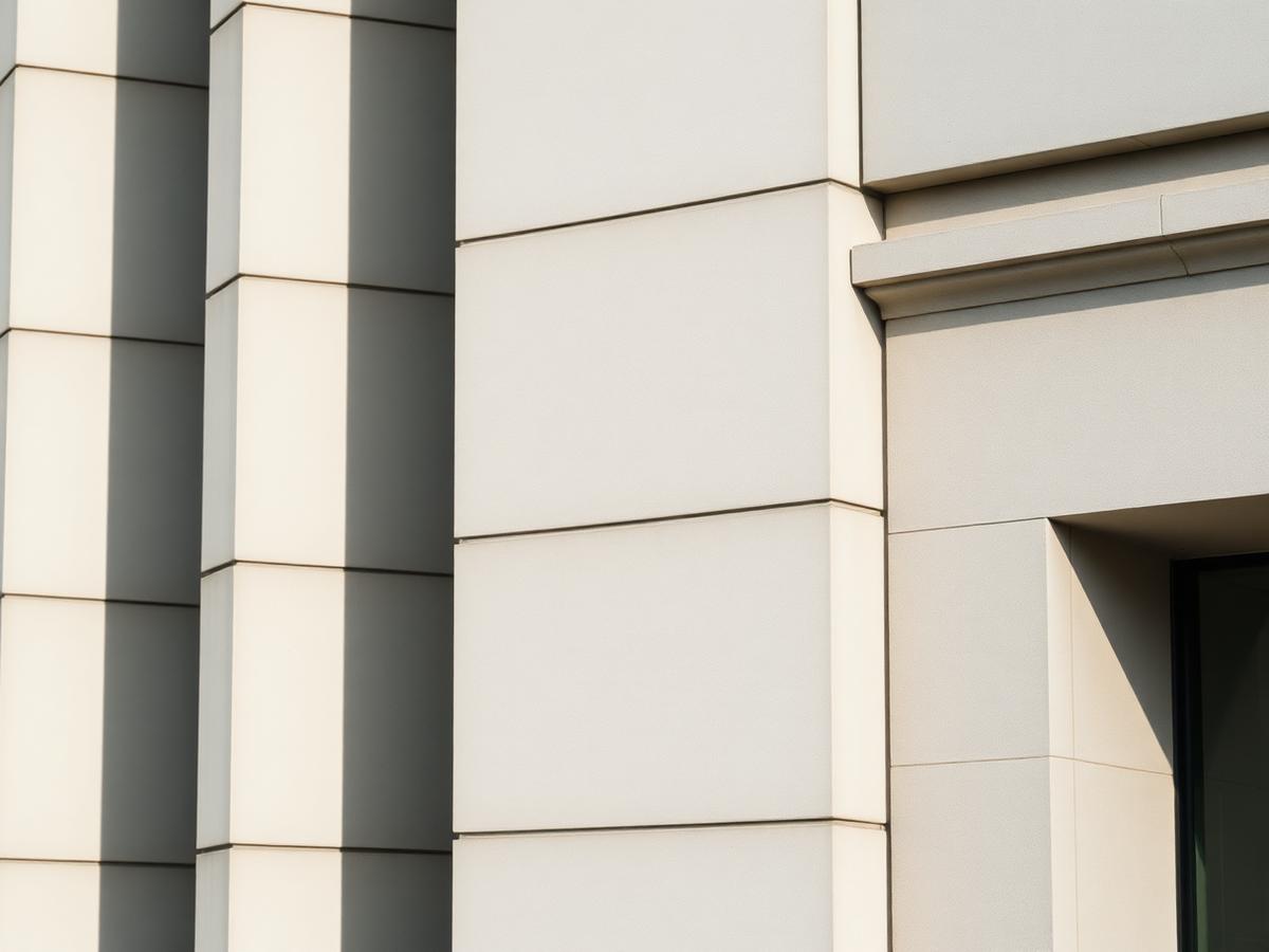 Detail of a limestone facade with precise shadow lines